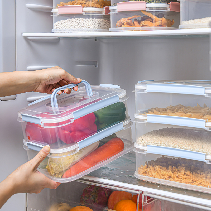 Customized plastic hand-held food storage box sets, large rectangular square food storage boxes, food-grade refrigerator storage boxes from the manufacturer details Picture
