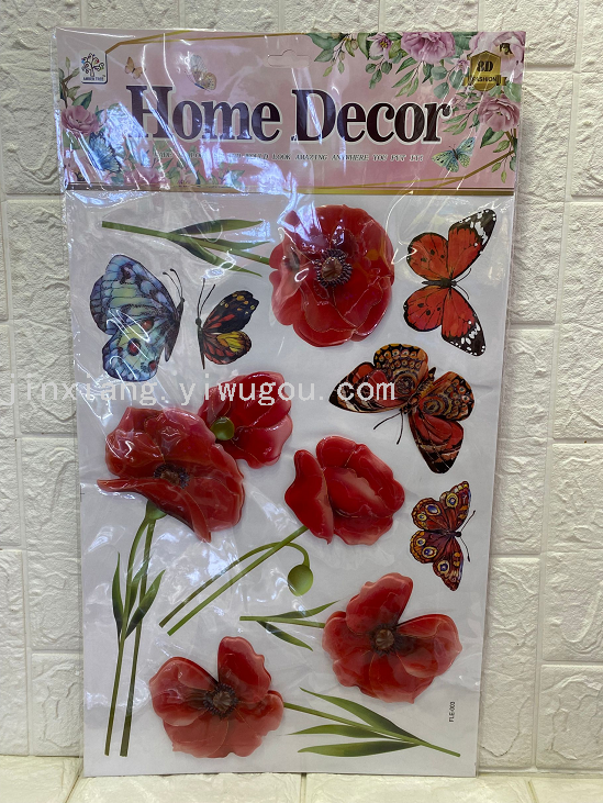 Hydraulic concave-convex surface flower and butterfly wall paintings for living room and bedroom walls, three-dimensional handcrafted wall stickers for home decoration details Picture