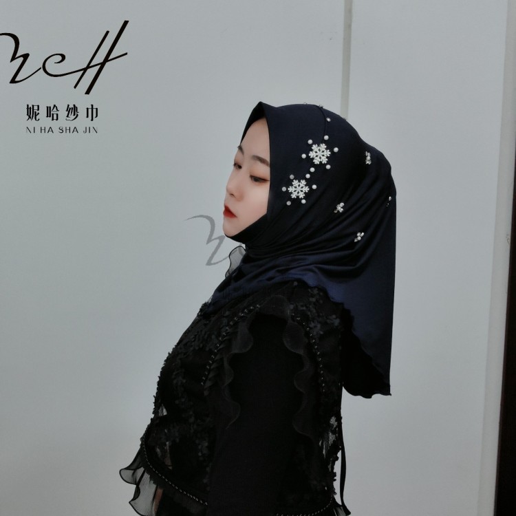 穆斯林头巾/中东女士头巾/慕斯林头巾/丝光棉打底帽/阿拉伯头巾白底实物图