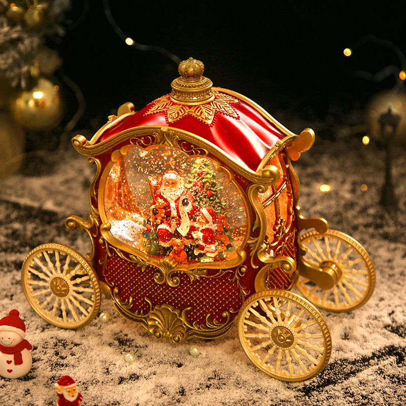 High-end Christmas pumpkin carriage, old man wind lantern, music box, music box decoration, birthday gift, display item, gift crystal