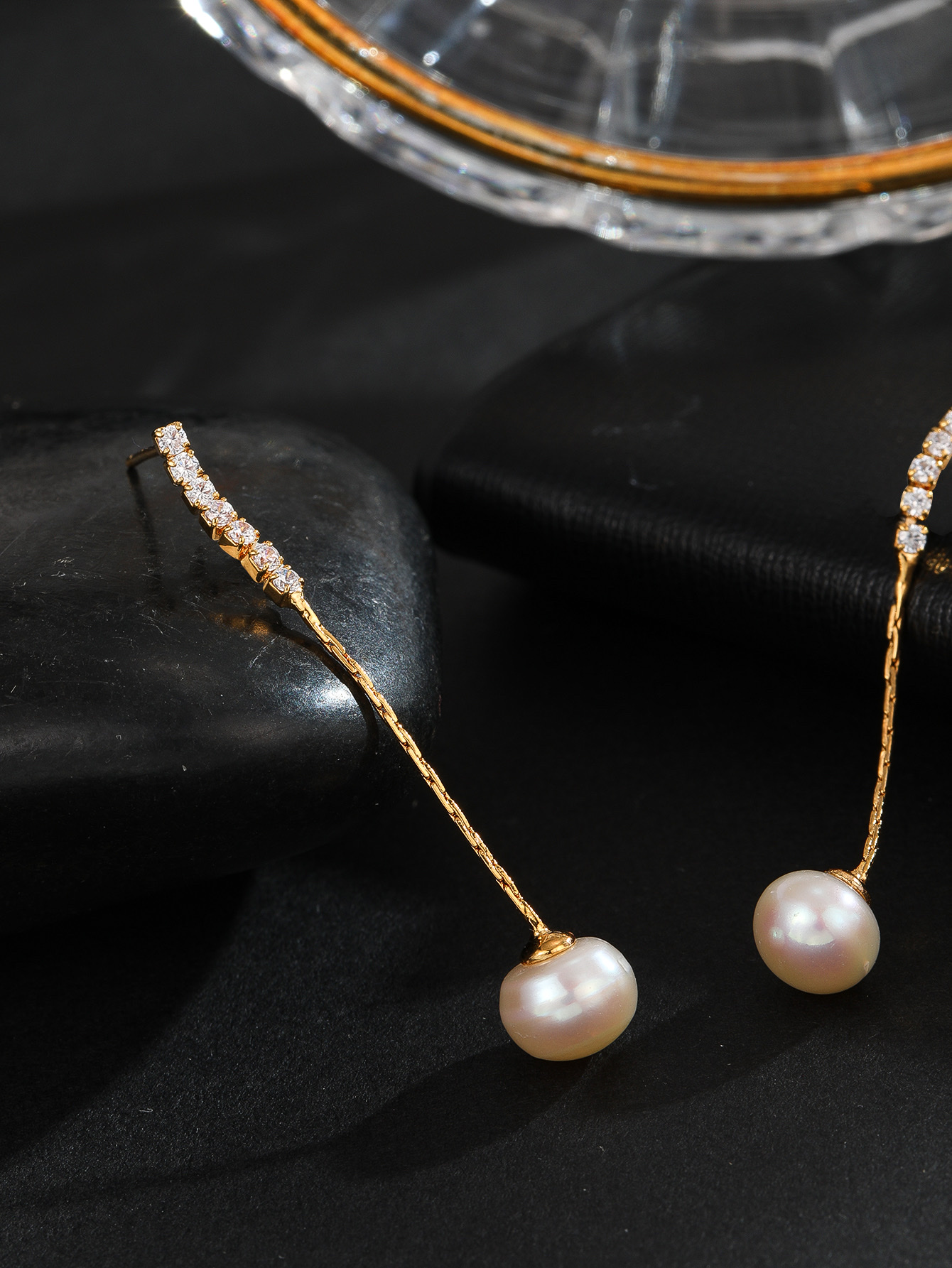 Yunyi Shijia Natural freshwater Pearl Earrings, ladylike new Chinese-style long white pearl earrings Specification image