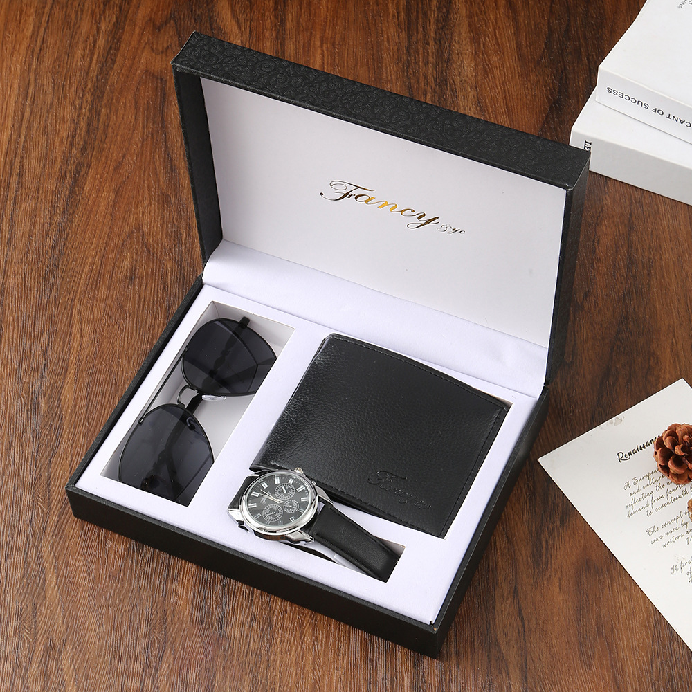 新款时尚男士高档商务礼品套装手表钱包墨镜礼盒套装节日送礼套盒
