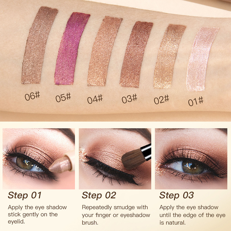 High-quality factory OEM/ODM customizable mineral ingredients combined with luminous effect, waterproof, high color rendering, long-lasting formula, micro-light brightening eyeshadow stick Specification image
