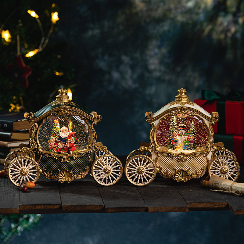 High-end Christmas pumpkin carriage, old man wind lantern, music box, music box decoration, birthday gift, display item, gift crystal details Picture