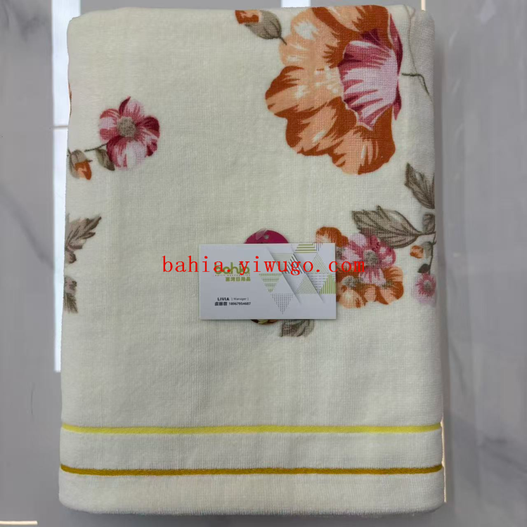 Bahia digital printed pure cotton bath towel, soft absorbent towel, bath towel, home wrap towel Application Scenario