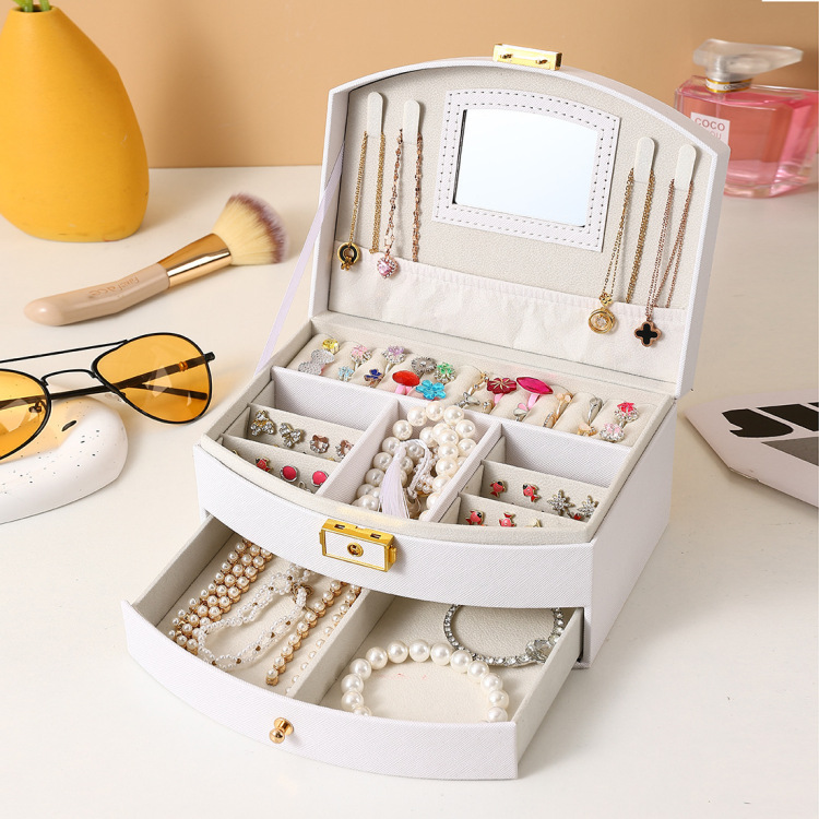 首饰盒/绒布收纳盒/首饰盒绒布/首饰塑料盒/耳环盒白底实物图