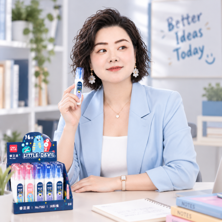 得力办公学生文具小饿魔家族学生12ML大容量创意文具修正液
