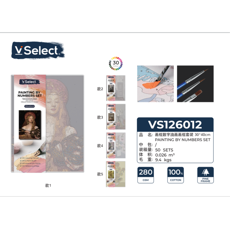 VSelect Framed Digital Oil Painting Set for DIY filling, coloring and decorative paintings details Picture