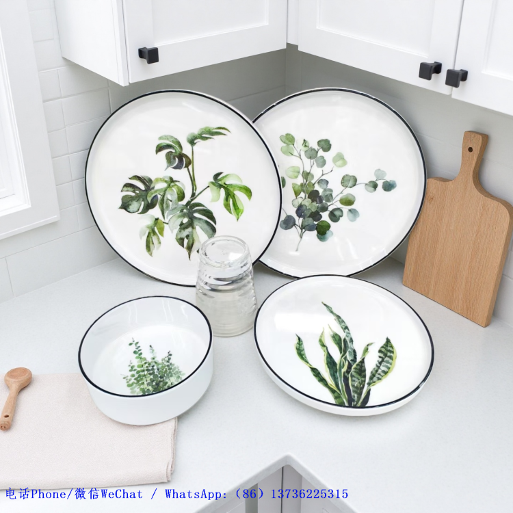 Food-grade melamine tableware from the manufacturer, Amazon clearance stock, anti-drop bowl and plate set wholesale, LOGO production Specification drawing