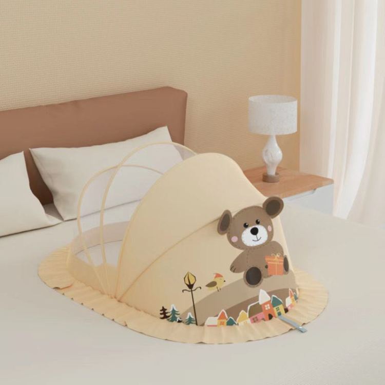 Cartoon baby mosquito net, full-coverage yurt for baby cribs, foldable universal mosquito repellent for infants and toddlers Item Picture