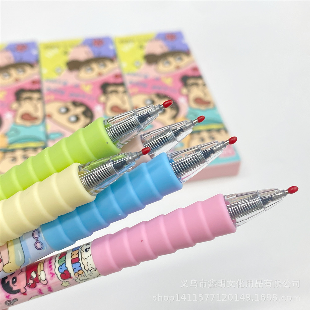 Cute Crayon Shin-chan fun problem-solving pen st Quick-drying smooth student press gel pen Black Pen Cartoon signature pen Application Scenario
