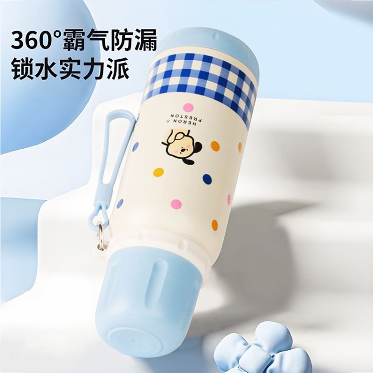 New cartoon, cute and best-selling 316 stainless steel heat and cold preservation cup, one lid for two drinks, boys' and girls', children's cup, portable sports water cup, colorful, cute and fun, high appearance level cup details Picture
