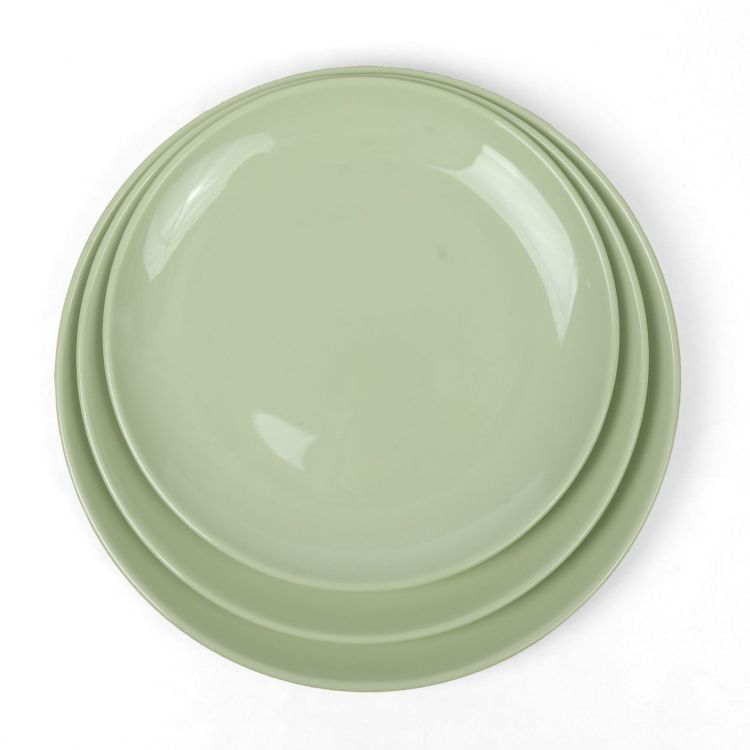 Customized melamine round plates and flat plates for foreign trade, commercial melamine tableware for catering and hotels, buffet and Western cuisine plates full figure