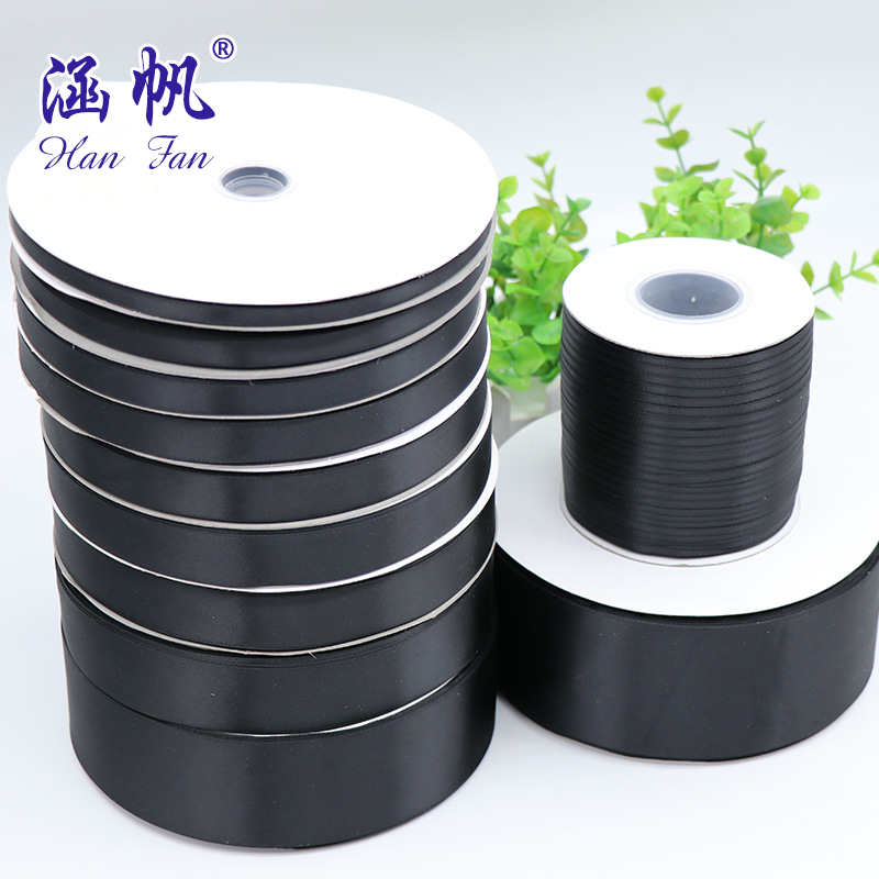 Black ribbon decorative items, hand-tied straps, wedding and festival gift packaging accessories, wide ribbon straps details Picture