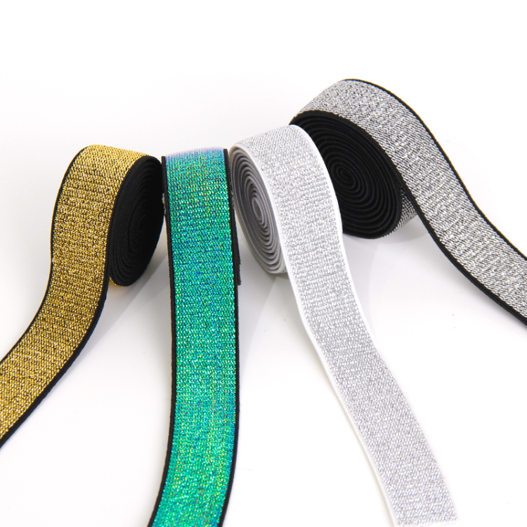 Gold and silver scallion elastic band, wool base shoulder strap, colorful scallion shiny gift box packaging, hair band, knotted hair rope, hair tie, widened children's clothes Item Picture