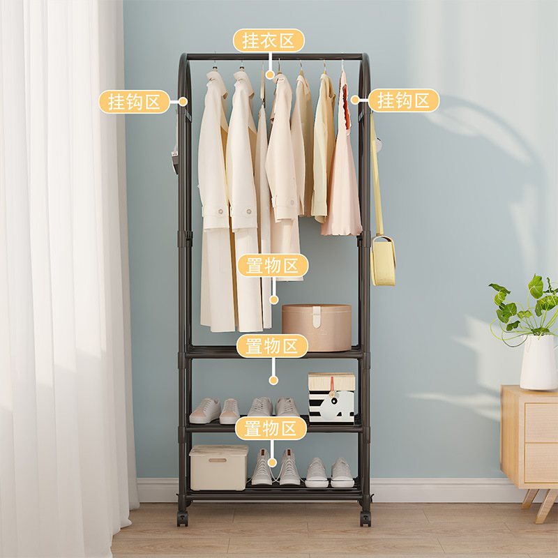 Simple and portable clothes drying rack, coat and hat integrated rack, multi-layer drying rack, multi-functional coat and hat drying rack, shoe drying rack details Picture