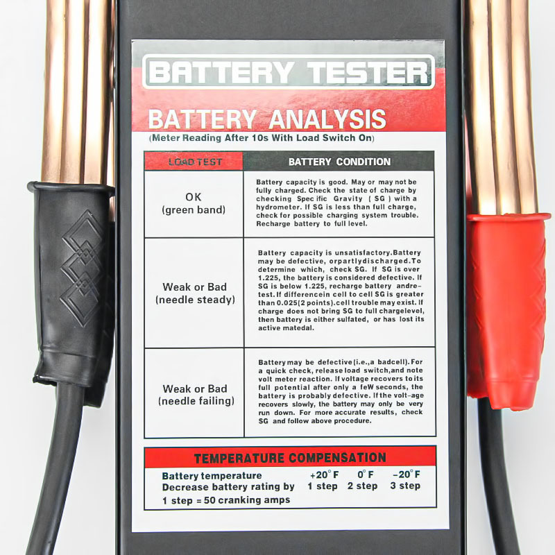 Automobile and electric vehicle battery tester, battery check for quality, capacity and life test, measuring meter, discharge instrument Specification image