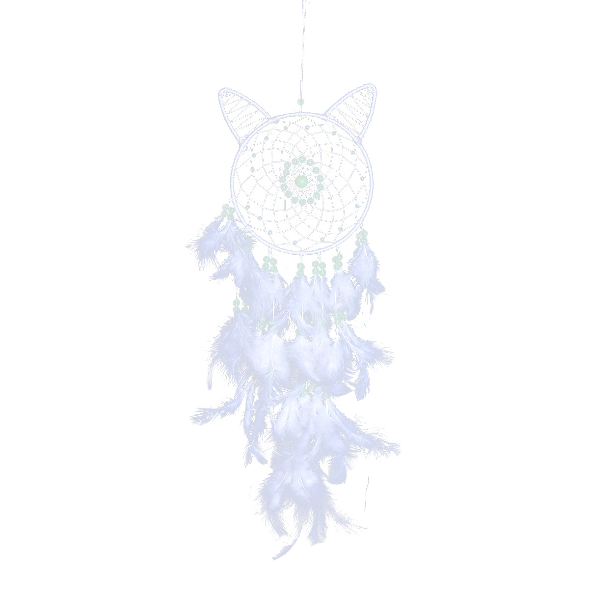 Girlish heart cat-head dreamcatcher, children's room decoration dreamcatcher, luminous cat-head dreamcatcher, white wind chime dreamcatcher Application Scenario