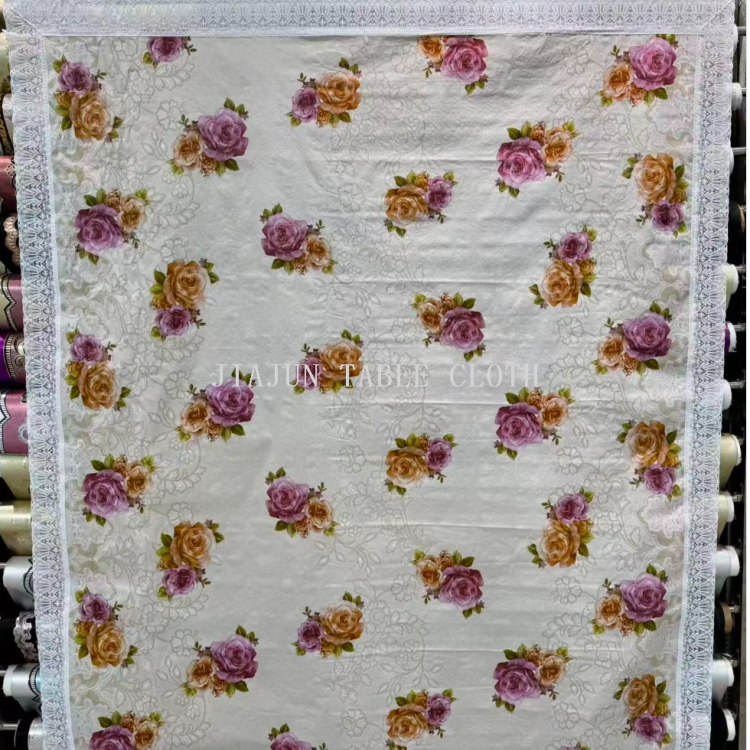 Fondo blanco púrpura naranja rosa patrón floral mantel mantel mantel mantel mahjong mantel PVC navidad tela de mesa decoración para el hogar