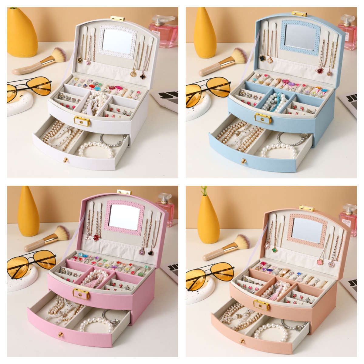 首饰盒/绒布收纳盒/首饰盒绒布/首饰塑料盒/耳环盒产品图