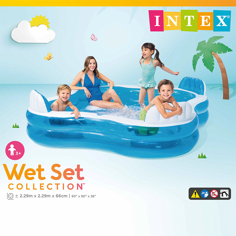 INTEX56475靠背座位家庭水池庭院游泳池儿童海洋球池加厚戏水池