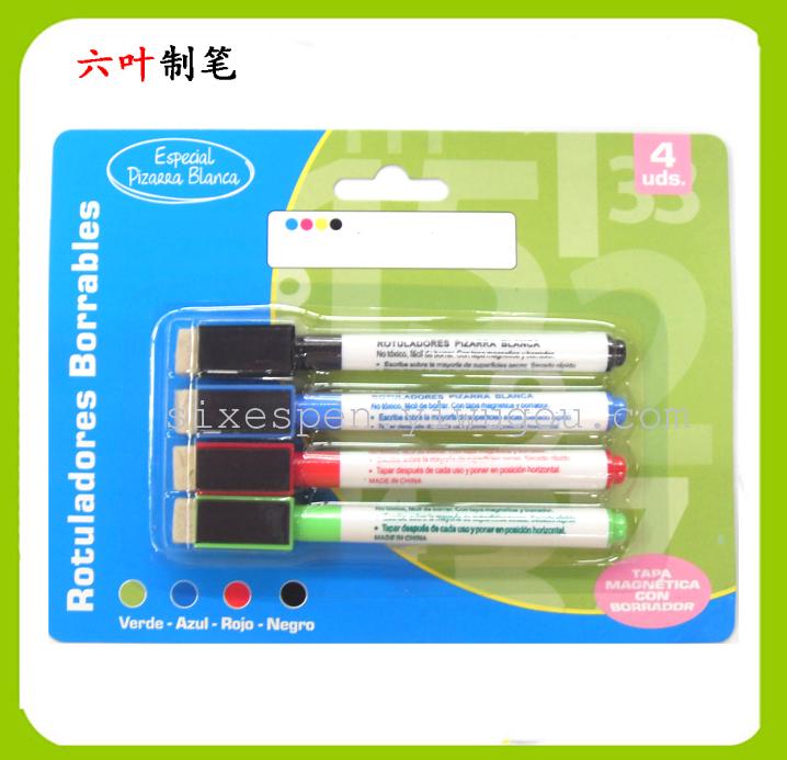 Four mini board pens with suction cards, brushes and magnets Specification image