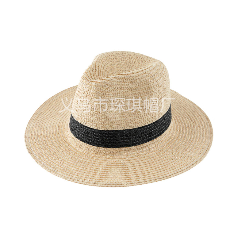 Cross-border bestsellers: Panamanian straw hats, beach hats, breathable sun hats, sun-protective denim hats, outdoor headwear, beach British top hats, suitable for both men and women details Picture