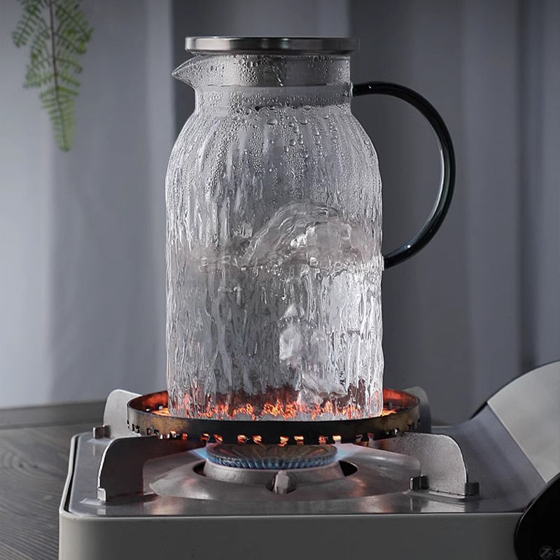 Cold water kettle, high-temperature resistant tree-patterned household cold water kettle cup, large-capacity living room glass kettle, teapot set, high appearance level Specification image