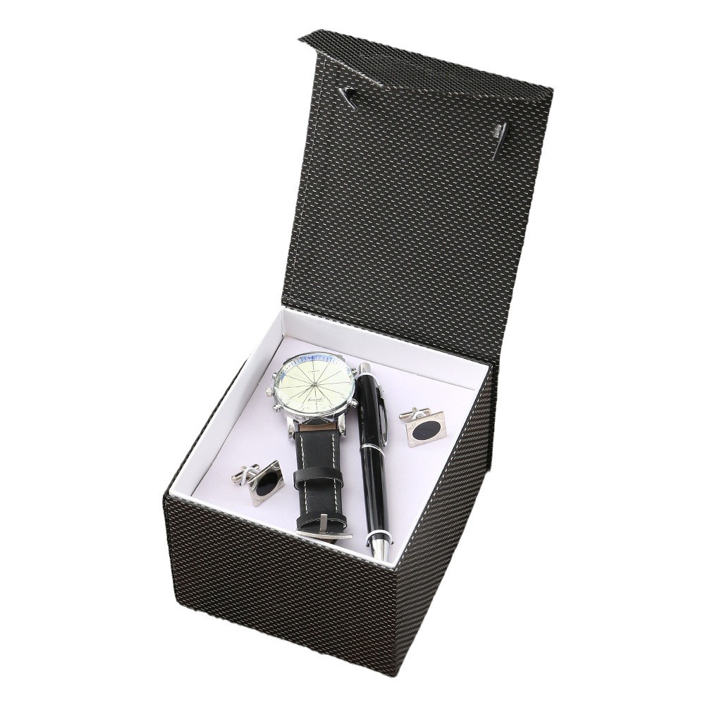 Cross-border men's business gift set, practical pu belt wallet watch set, Father's Day gift Four-piece set Application Scenario