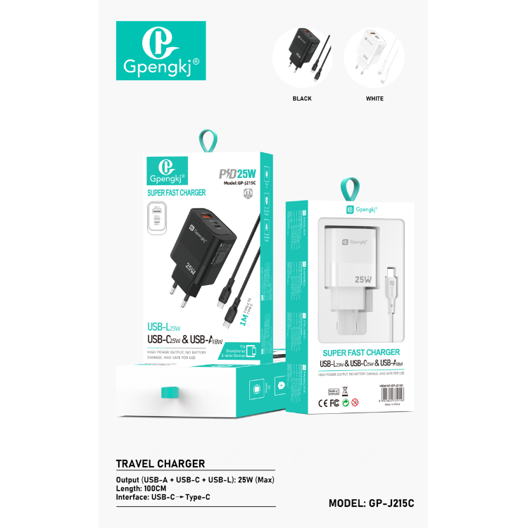 适用华为苹果充电头17反向lightning充电器快充C+L口数据线25瓦方便实用小米华为苹果15 16 17