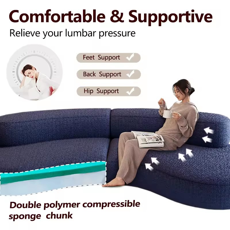 Factory-customized vacuum compressed irregular-shaped sofa, designed by Nordic designers, arc-shaped and simple living room, multi-person combination Specification image