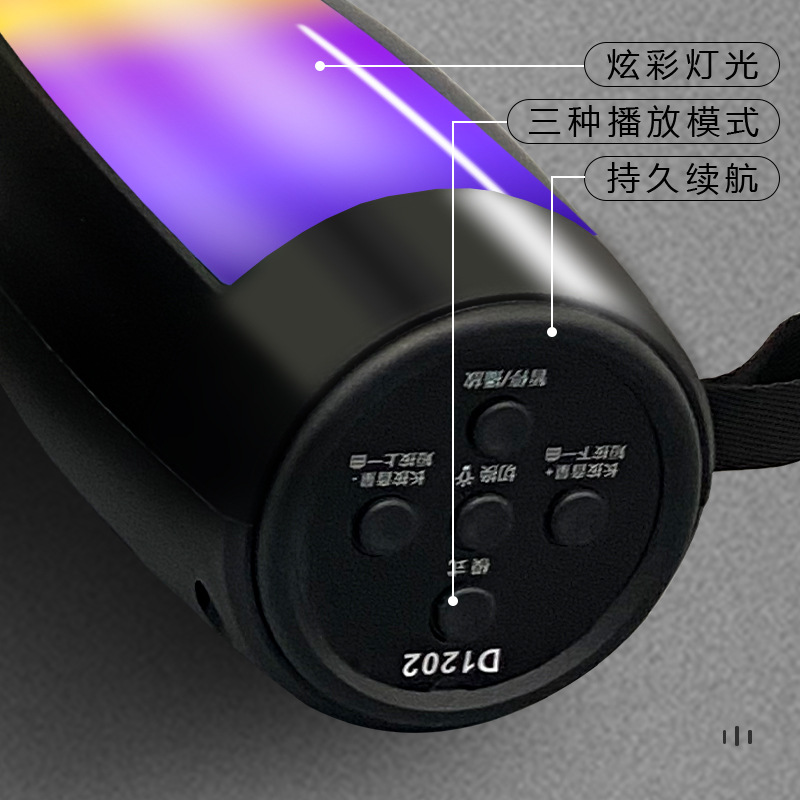 跨境热销新款蓝牙音响脉动炫彩灯户外便携插卡无线电脑家用音响细节图