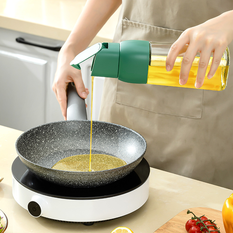 Glass oil pot, household automatic opening and closing, gravity opening lid, no oil sticking, kitchen oil tank, anti-leakage vinegar bottle