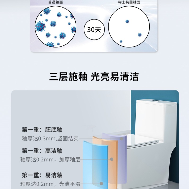马桶一体虹吸大口径大管道卫生间防臭静音缓降陶瓷抽水坐便器