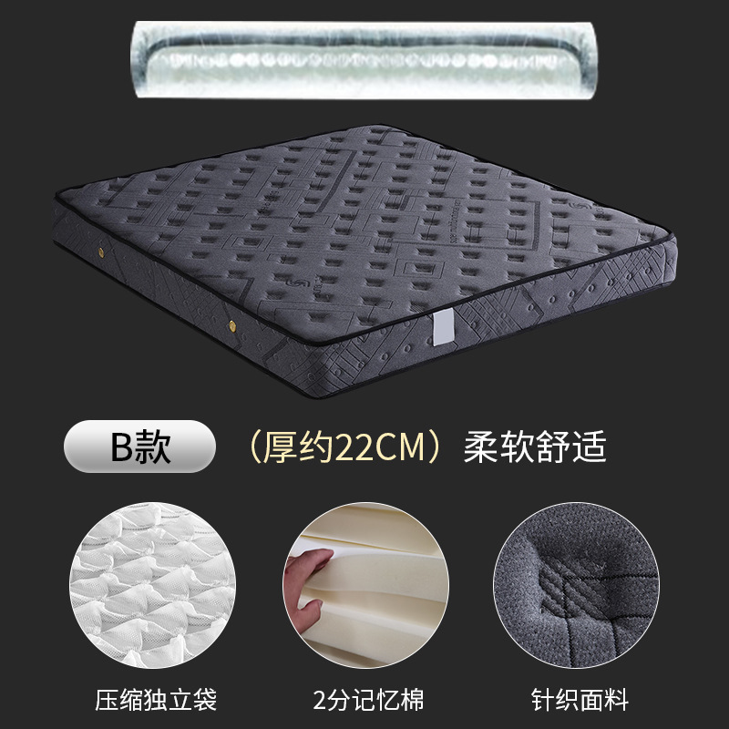 Factory direct sales of independent bagged spring mattresses, compressed roll boxes, home memory foam soft pads Item Picture