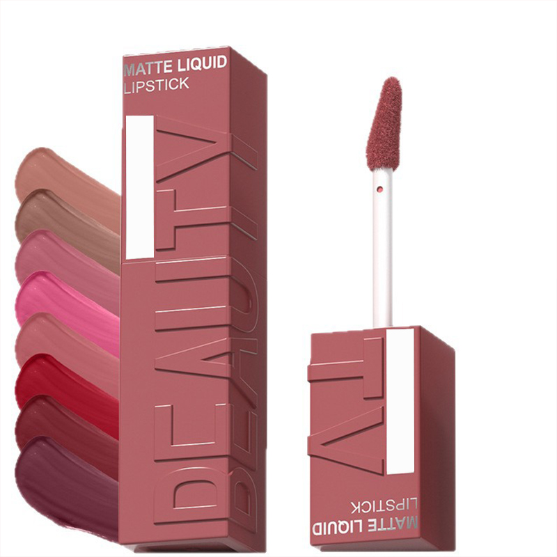 Velvet matte lip gloss set with 8-color square tubes offers a smooth and long-lasting luster Item Picture