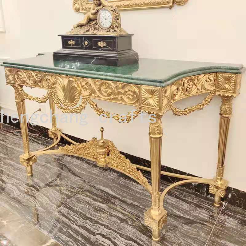 重工全铜大理石金欧式风格装饰玄关桌玄关桌仿古家具