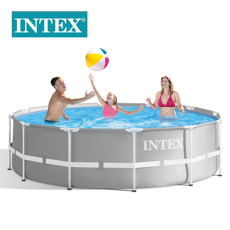 INTEX26716 Outdoor swimming pool 10-foot grey circular tube frame water pool set, children's water play pool wholesale Specification image