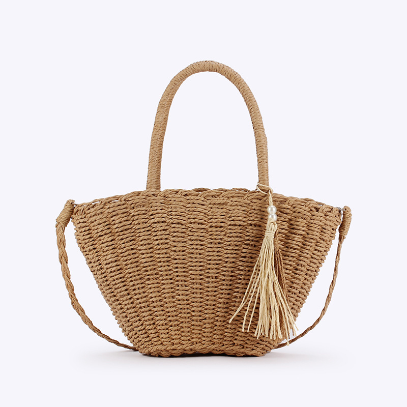 One-piece consignment summer new crossbody fringe bag, retro and fashionable woven bag, artistic and pastoral style paper rope women's bag