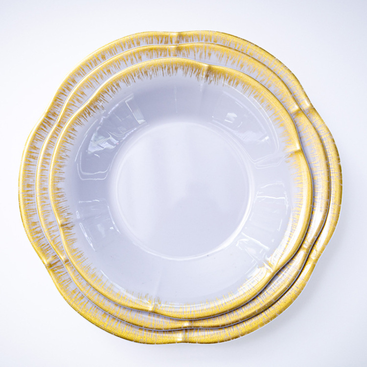 密胺餐具9寸 11寸金色深盘红蓝桔出口外贸MELAMINE