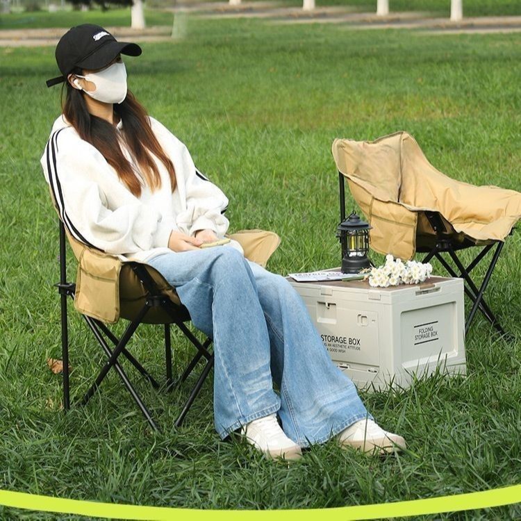 Silla luna otoño invierno portátil al aire libre camping picnic casual pesca de invierno respaldo cálido silla plegable más algodón silla luna Specification image