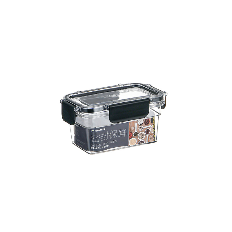 Rectangular PET sealed jar for grains, kitchen preservation box, food-grade transparent lid, storage box for grains and cereals Item Picture