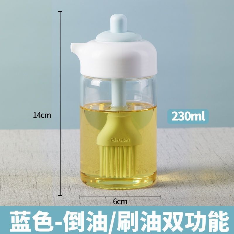 Silicone rubber oil bottle with brush, kitchen pancake oil brush, household high-temperature resistant oil bottle, food-grade oil bottle wholesale Specification image