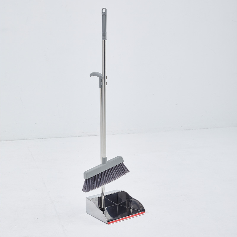 Wholesale household living room thickened non-stick hair dustpans, soft bristle sweeping sets, brooms, garbage shovels, stainless steel brooms details Picture