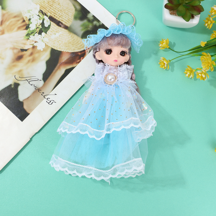 17 cm cartoon Barbie doll keychain, cute, trendy and exquisite wedding dress doll, princess toy doll bag pendant Specification image