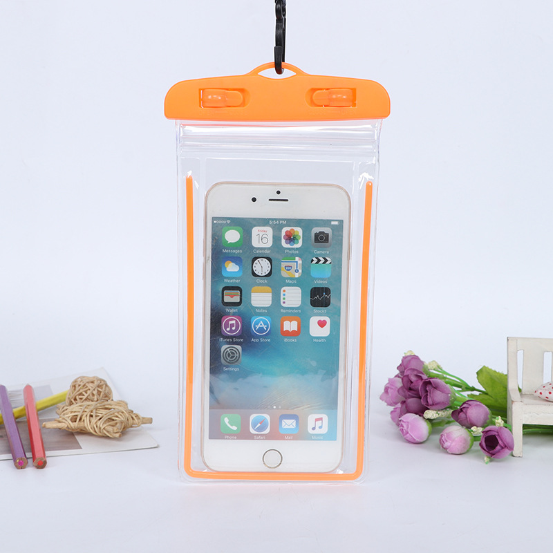 夜光pvc透明防水套游泳沙滩手机袋潜水冲浪手机防水袋定制logo三折手机防水袋亚克力配饰摇摇乐diy手机壳