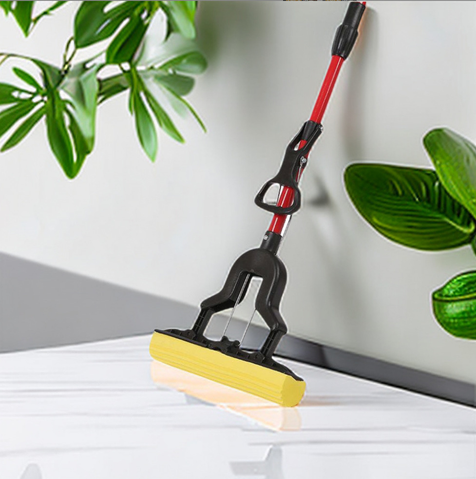 Folded rubber cotton mop, absorbent sponge mop, flip-top mop, water-squeezing and water-holding pVC rubber cotton mop, household cleaning Item Picture