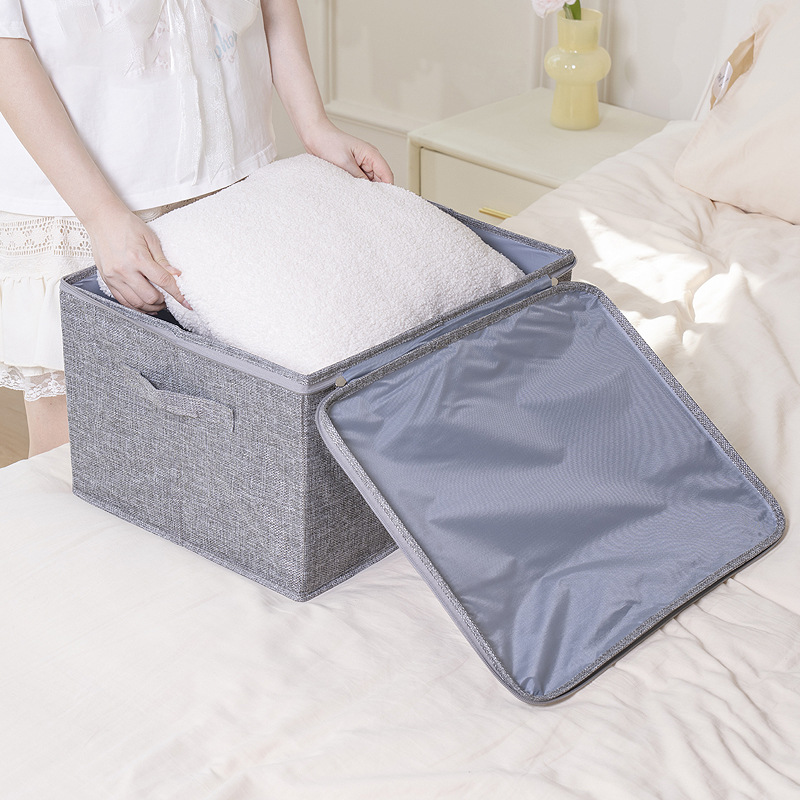 Sample customization factory stock cotton and linen zipper storage box, washable foldable toy storage box, cotton quilt storage box, bed bottom cotton quilt storage box, car storage box details Picture