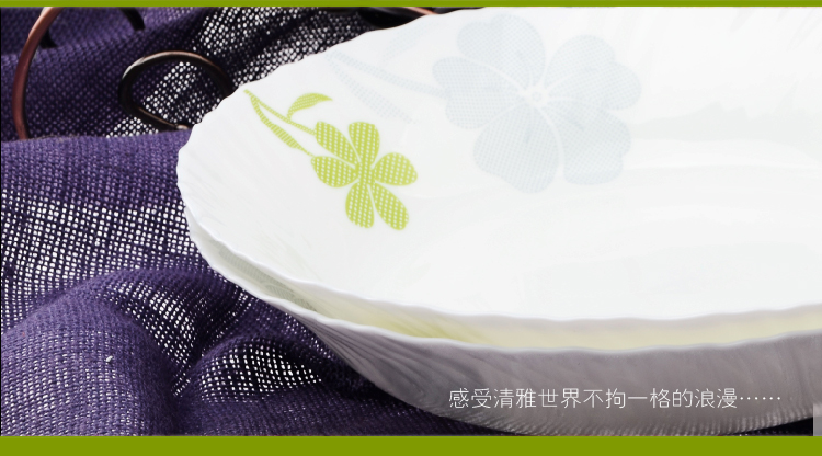 OPAL GLASSWARE White jade porcelain tempered glass salad, fruit, fish, dumpling and deep plate tableware