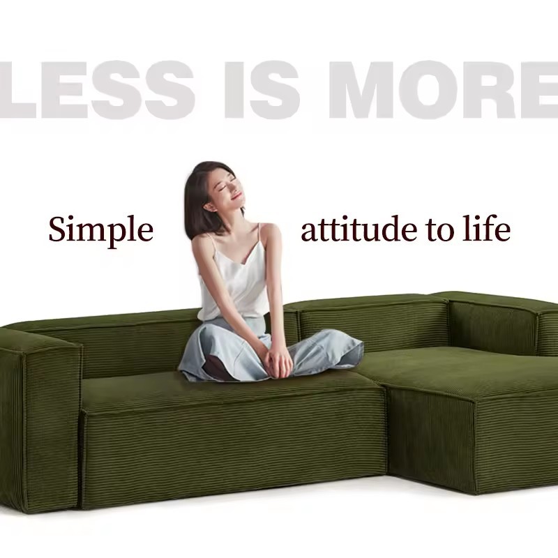 Factory-customized compressed sofa blocks are made of full sponge without a frame and vacuum-rolled for small-sized living rooms in a straight row Specification image